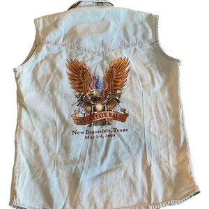 5/$25 Chambray Biker Vest with Texas State Rally Eagle Design